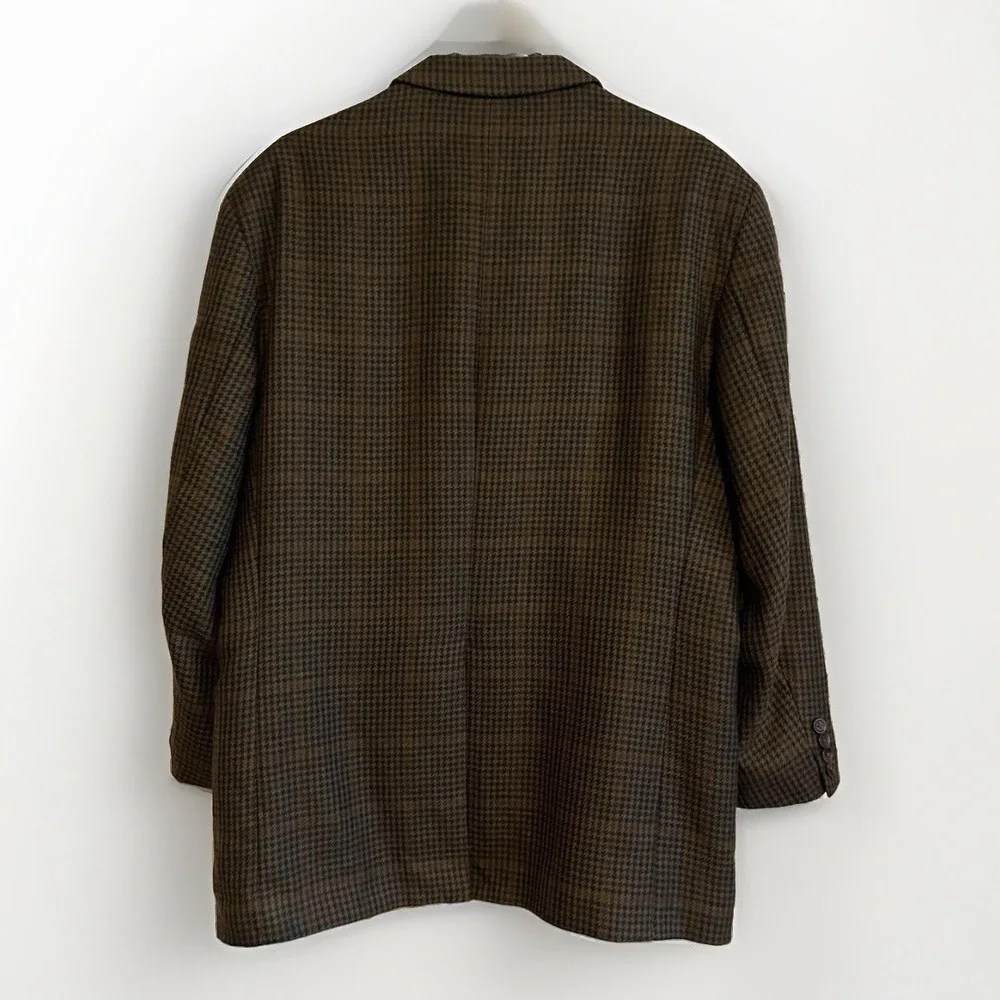 Chaps Ralph Lauren Blazer Mens 44 Brown Wool Check Sport Coat Lined Made Canada